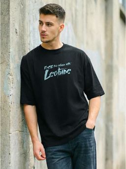 LEOTUDE - Men's Black Oversized T-Shirt
