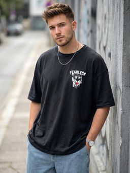 LEOTUDE - Men's Black Oversized T-Shirt