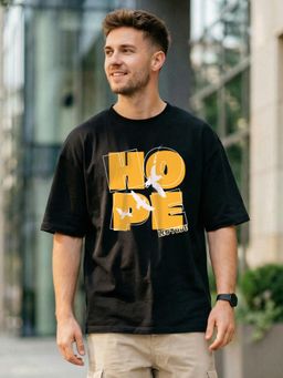 LEOTUDE - Men's Black Oversized T-Shirt