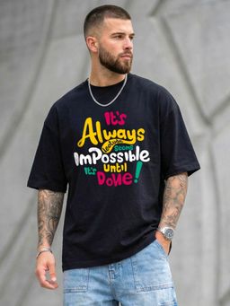 LEOTUDE - Men's Black Oversized T-Shirt