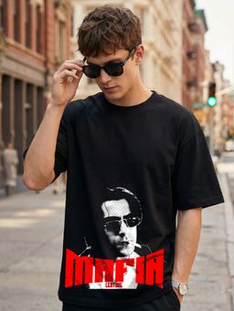 LEOTUDE - Men's Black Oversized T-Shirt
