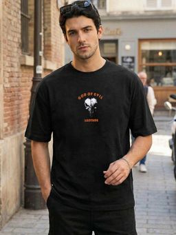 LEOTUDE - Men's Black Oversized T-Shirt