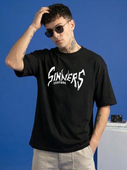 LEOTUDE - Men's Black Oversized T-Shirt