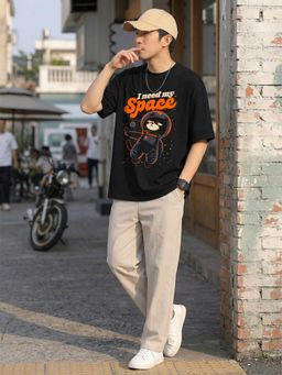 LEOTUDE - Men's Black Oversized T-Shirt