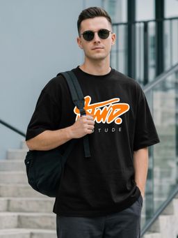 LEOTUDE - Men's Black Oversized T-Shirt