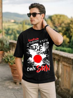 LEOTUDE - Men's Black Oversized T-Shirt