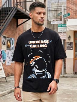 LEOTUDE - Men's Black Oversized T-Shirt