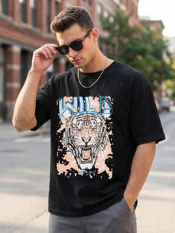 LEOTUDE - Men's Black Oversized T-Shirt