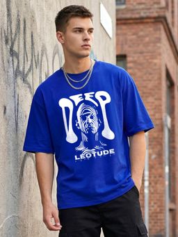 LEOTUDE - Men's Blue Oversized T-Shirt
