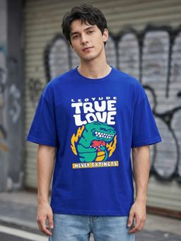 LEOTUDE - Men's Blue Oversized T-Shirt