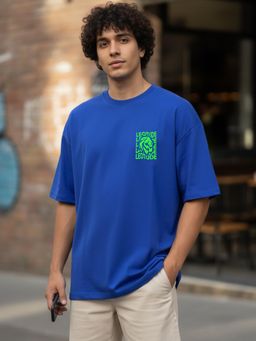 LEOTUDE - Men's Blue Oversized T-Shirt