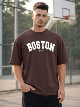 LEOTUDE - Men's Brown Oversized T-Shirt