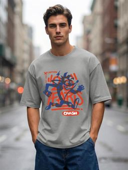 LEOTUDE - Men's Grey Oversized T-Shirt