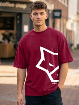 LEOTUDE - Men's Maroon Oversized T-Shirt