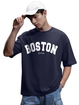 LEOTUDE - Men's Navy Blue Oversized T-Shirt