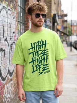 LEOTUDE - Men's Green Oversized T-Shirt