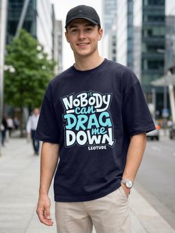 LEOTUDE - Men's Navy Blue Oversized T-Shirt