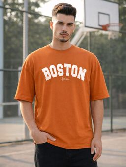 LEOTUDE - Men's Orange Oversized T-Shirt