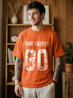 LEOTUDE - Men's Orange Oversized T-Shirt
