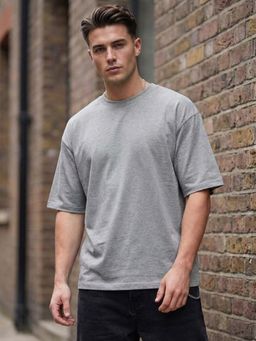 LEOTUDE - Men's Grey Oversized T-Shirt