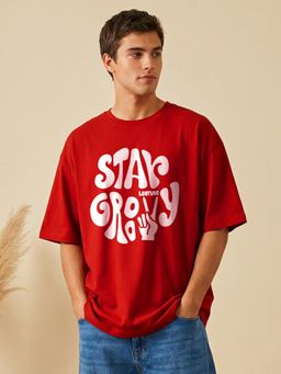 LEOTUDE - Men's Red Oversized T-Shirt