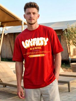 LEOTUDE - Men's Red Oversized T-Shirt(S)