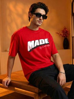 LEOTUDE - Men's Red Oversized T-Shirt