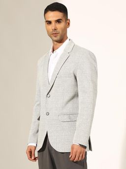 SHOWOFFFF - Men's Checked Grey Single-Breasted Blazer with Notched Lapel