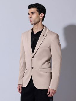 SHOWOFFFF - Men's Beige Single Breasted Tailored Fit Blazer
