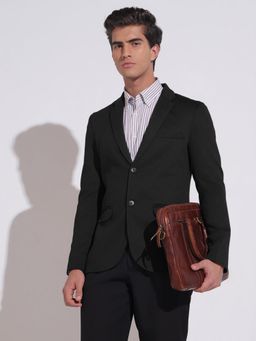 SHOWOFFFF - Men's Black Single Breasted Tailored Fit Blazer