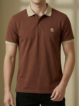 LEOTUDE - Men's Brown Polo T-Shirt
