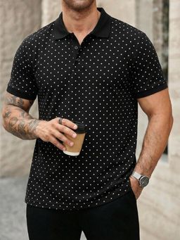 LEOTUDE - Men's Black Polo T-Shirt