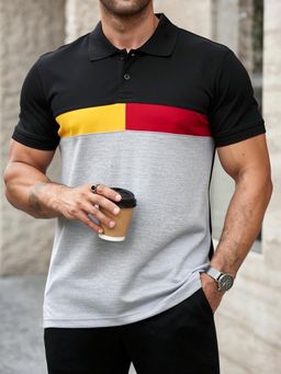 LEOTUDE - Men's Black Polo T-Shirt