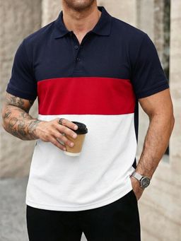 LEOTUDE - Men's Navy Blue Polo T-Shirt