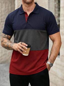 LEOTUDE - Men's Navy Blue Polo T-Shirt