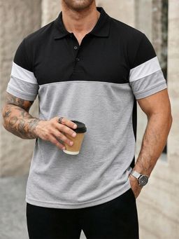 LEOTUDE - Men's Black Polo T-Shirt