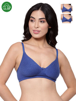 Inner Sense - Organic Cotton Antimicrobial Seamless Everyday Bra -Pack Of 3 -Blue