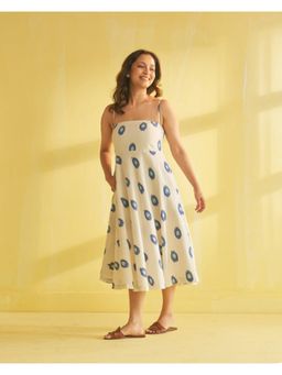 Vaaya - Dotty Blue Strappy Midi Dress