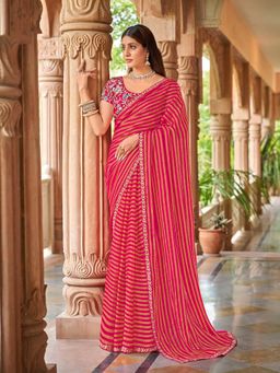 Laxmipati Sarees - Pink Color Silk Party Wear Saree with Unstitched Blouse