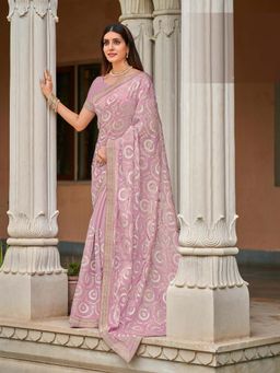 Laxmipati Sarees - Purple Chiffon Party Wear Saree with Unstitched Blouse