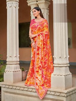 Laxmipati Sarees - Multicolor Color Chiffon Party Wear Saree with Unstitched Blouse