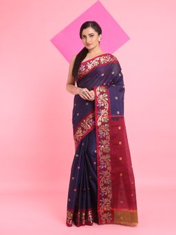 Arhi - Blue Cotton Soft Saree without Blouse