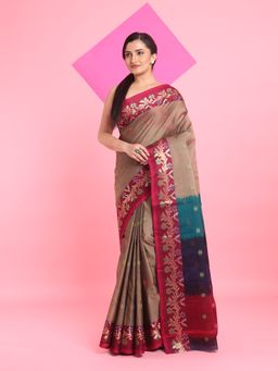 Arhi - Beige Cotton Soft Saree without Blouse