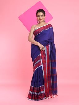 Arhi - Blue Cotton Saree with Unstitched Blouse