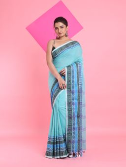 Arhi - Sea Green Cotton Saree with Unstitched Blouse