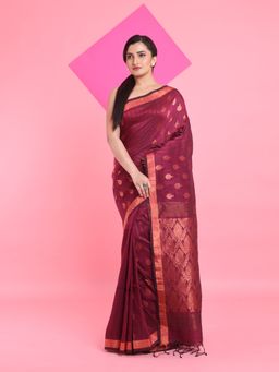 Arhi - Magenta Linen Nakshi Pallu Saree with Unstitched Blouse