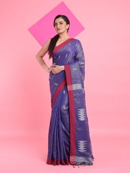 Arhi - Blue Tissue Saree with Unstitched Blouse