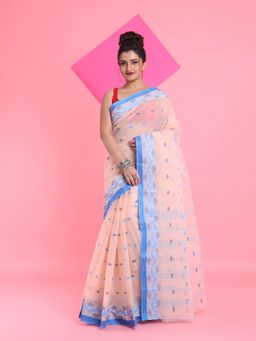 Arhi - Off White Pure Cotton Tant Woven Designs Saree without Blouse