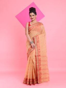 Arhi - Beige Pure Cotton Tant Woven Designs Saree without Blouse