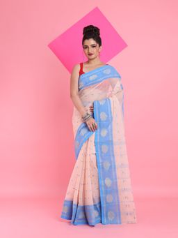 Arhi - Cream Pure Cotton Tant Woven Designs Saree without Blouse